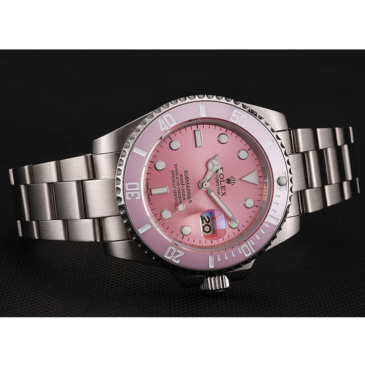 AAA Replica Watches Submariner Stainless Bracelet Dial Steel Pink Rolex Bezel 1453980 Swiss Pink 0816